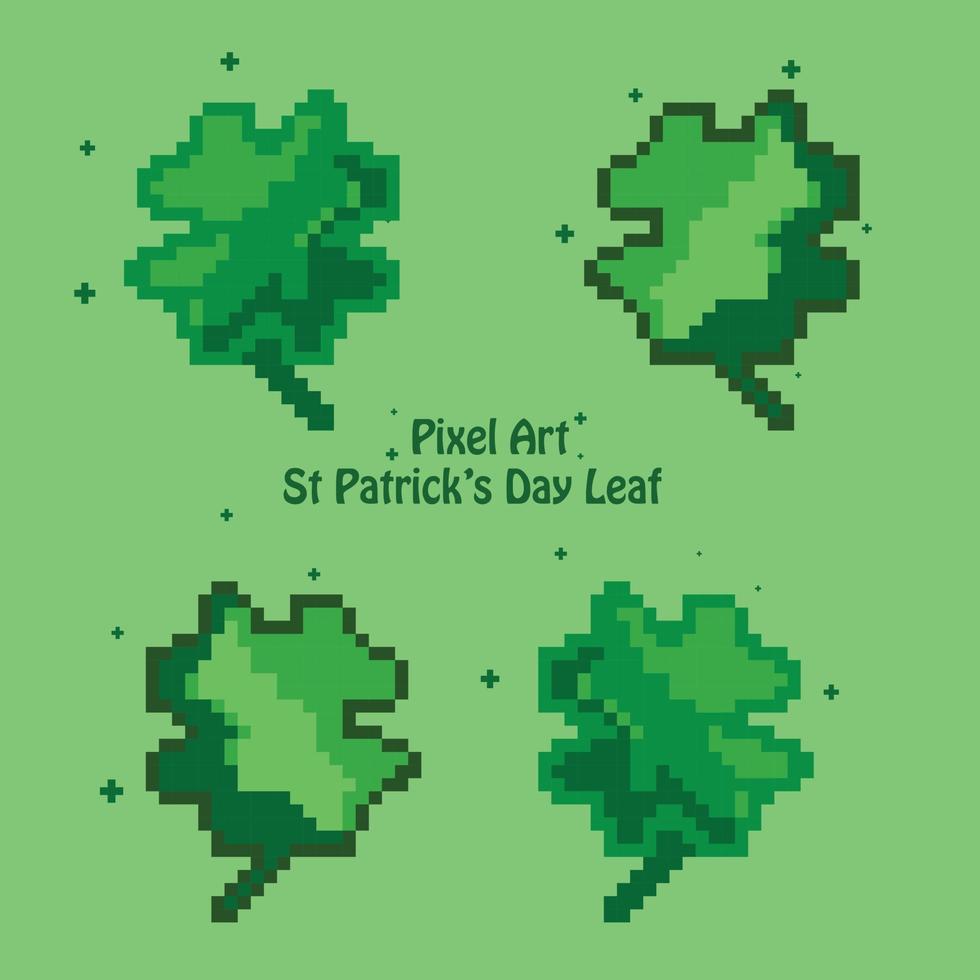 pixelart st patricks day ensemble de trèfle pixélisé vecteur