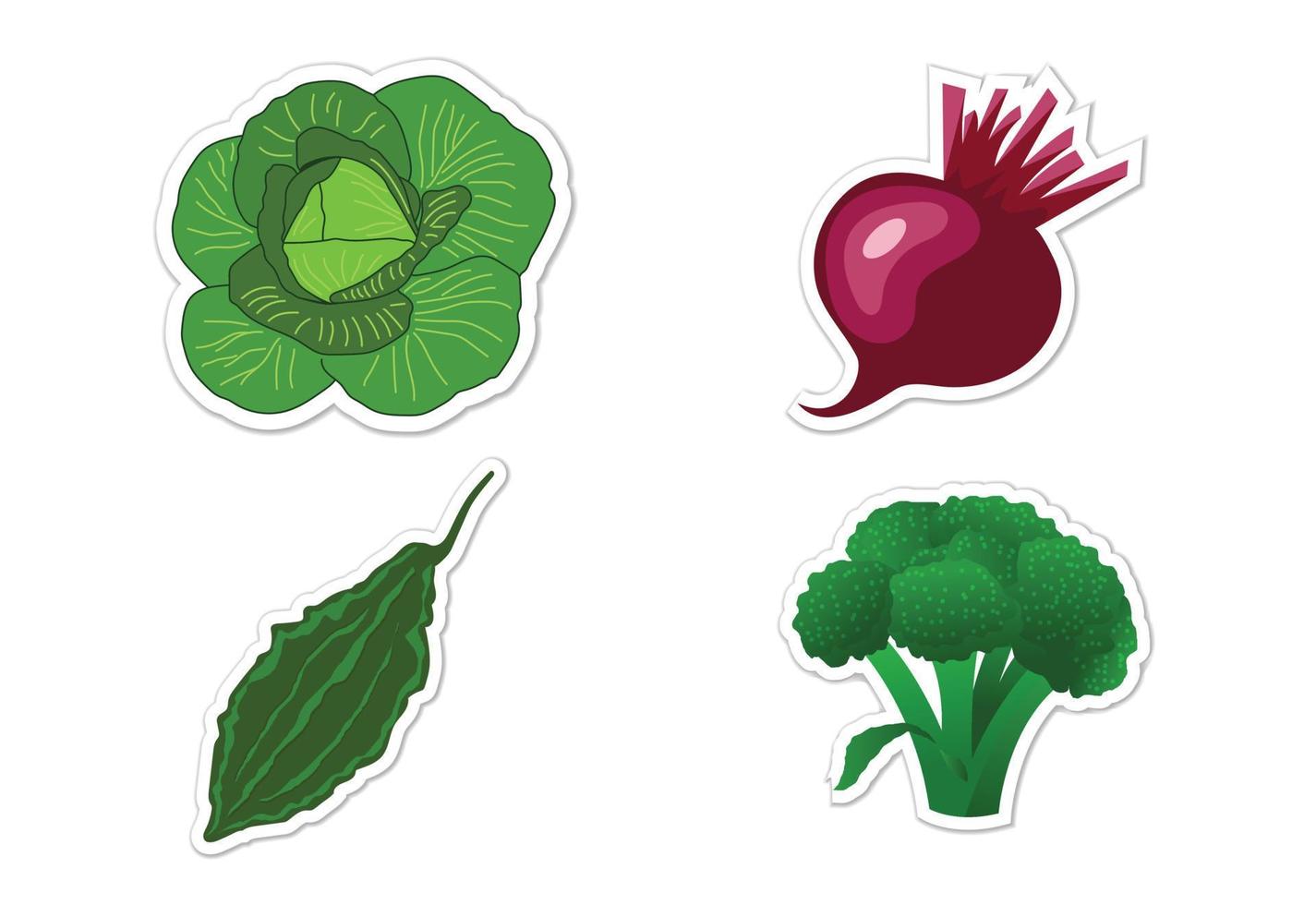 ensemble d'autocollants de différents légumes, illustration vectorielle plane vecteur