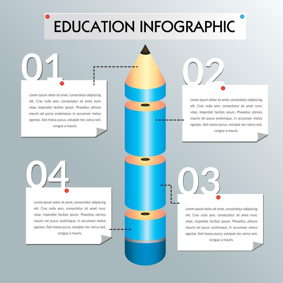 conception de modèle d'infographie de l'éducation avec des éléments de crayon vecteur