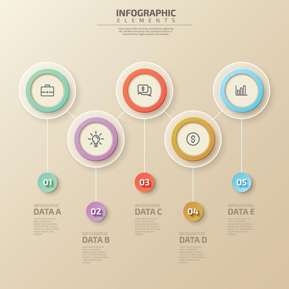 infographie d'entreprise pour le modèle de chronologie des jalons de l'entreprise avec 5 options. facile à utiliser pour votre site Web ou votre présentation. vecteur