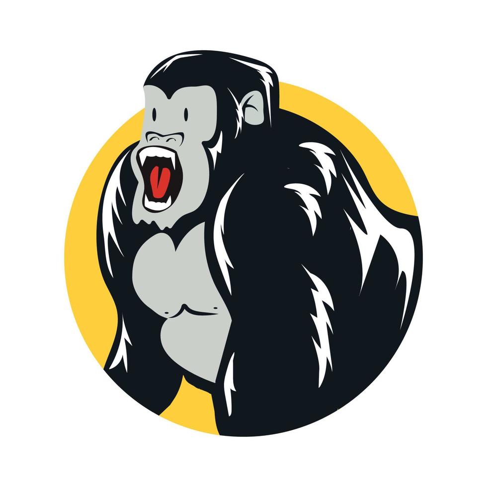 icône de logo de personnage de gorille mignon vecteur
