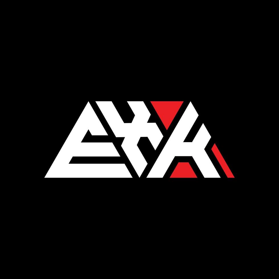 création de logo de lettre triangle exk avec forme de triangle. monogramme de conception de logo triangle exk. modèle de logo vectoriel triangle exk avec couleur rouge. exk logo triangulaire logo simple, élégant et luxueux. exk