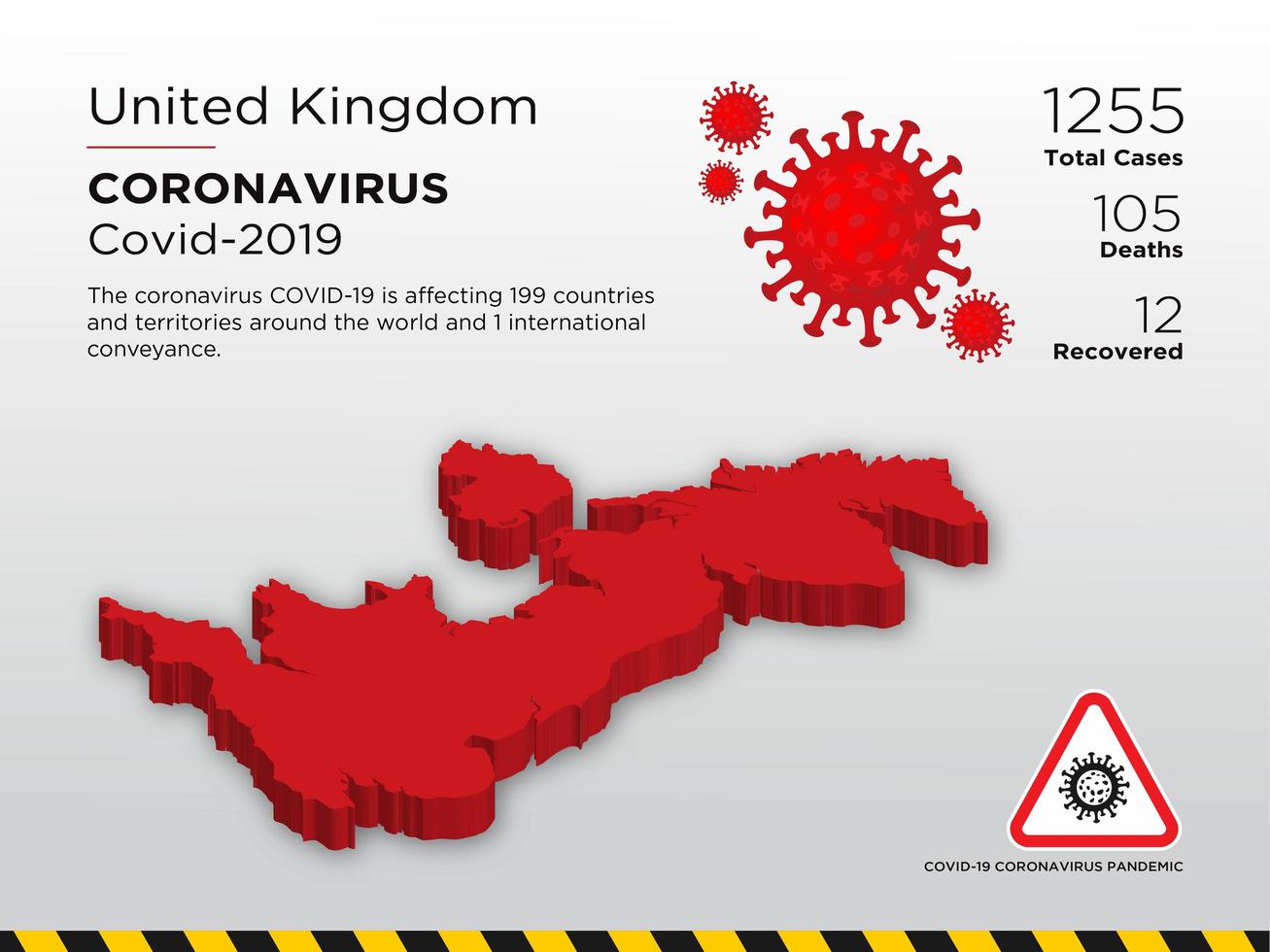 carte du pays touché par le royaume-uni du coronavirus vecteur