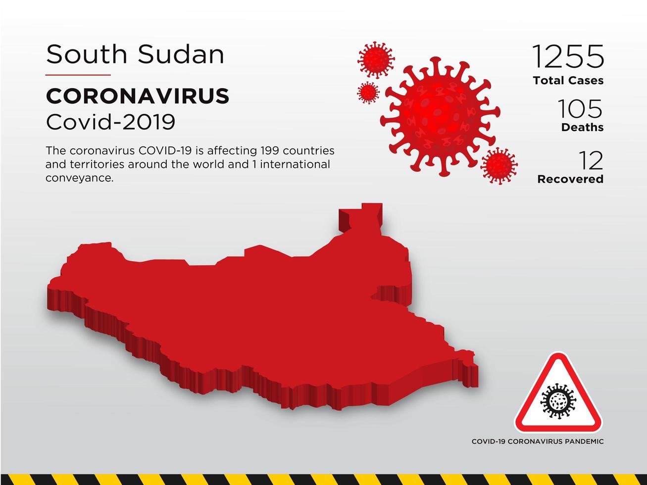 Carte du pays touché par le sud-soudan du coronavirus vecteur