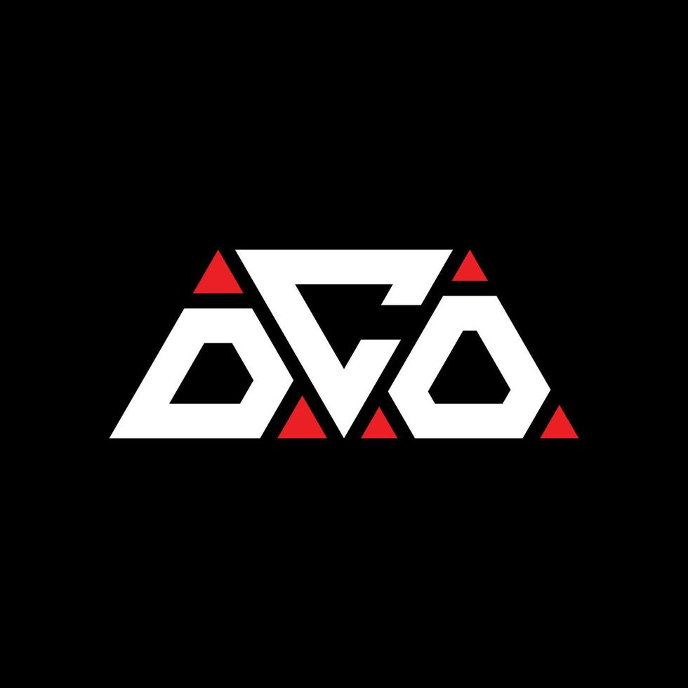 création de logo de lettre triangle dco avec forme de triangle. monogramme de conception de logo triangle dco. modèle de logo vectoriel triangle dco avec couleur rouge. dco logo triangulaire logo simple, élégant et luxueux. déco