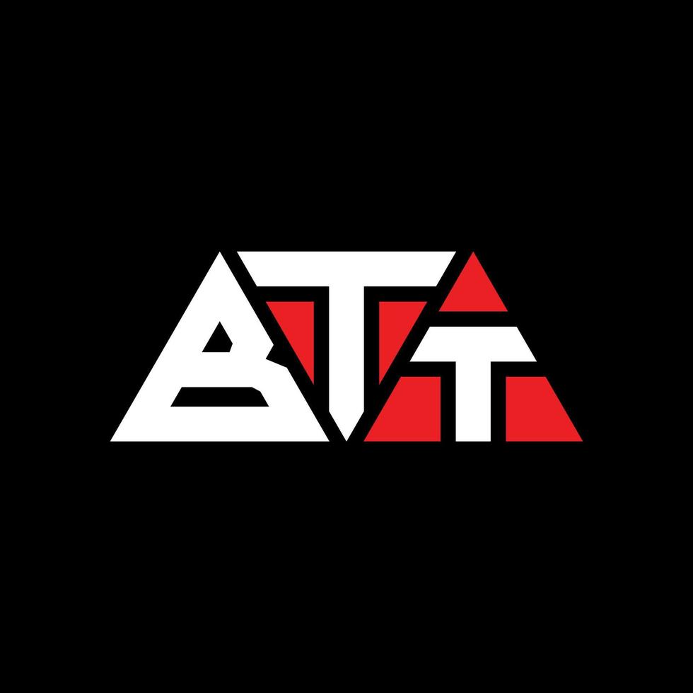 création de logo de lettre triangle btt avec forme de triangle. monogramme de conception de logo triangle btt. modèle de logo vectoriel triangle btt avec couleur rouge. logo triangulaire btt logo simple, élégant et luxueux. btt