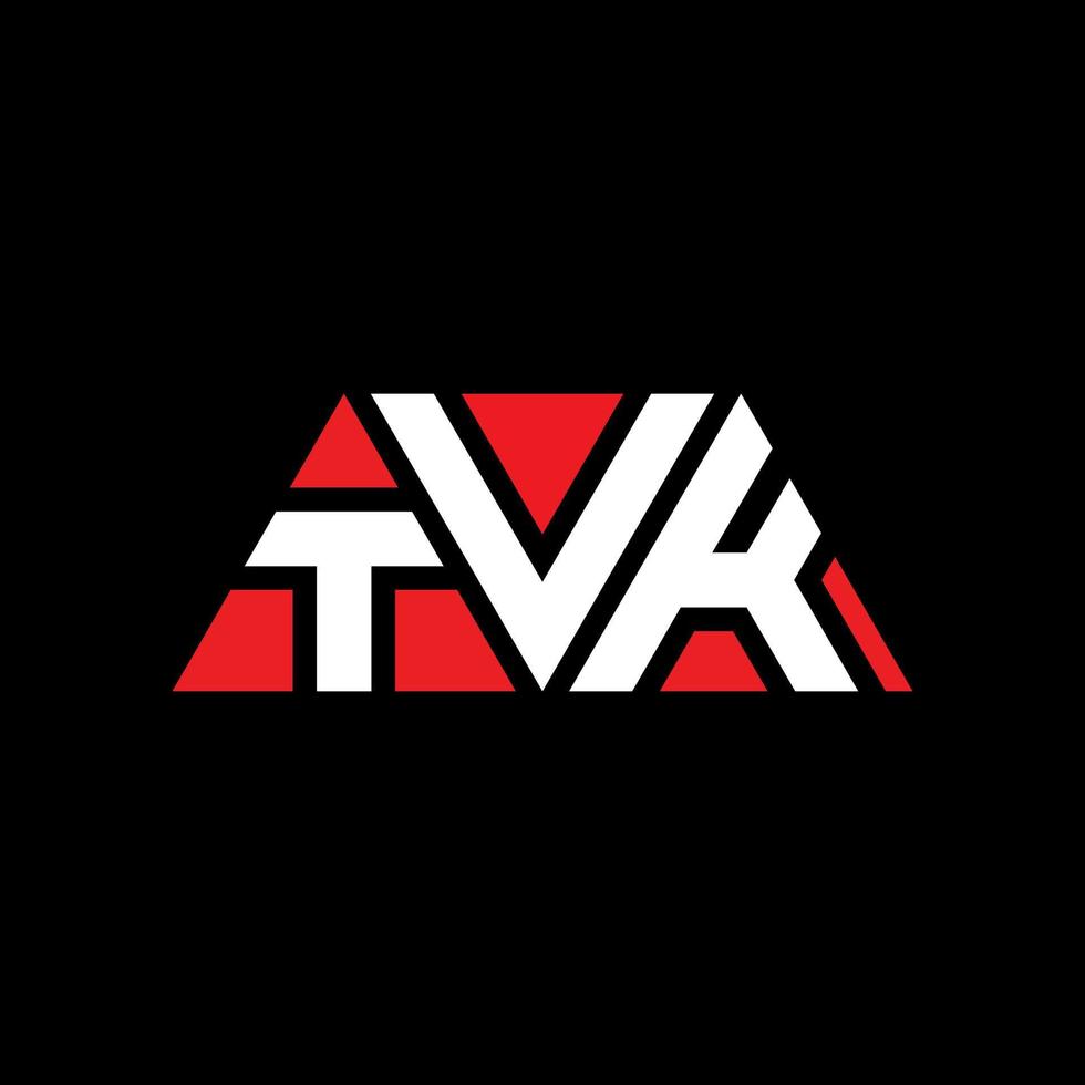 création de logo de lettre triangle tvk avec forme de triangle. monogramme de conception de logo triangle tvk. modèle de logo vectoriel triangle tvk avec couleur rouge. logo triangulaire tvk logo simple, élégant et luxueux. tvk