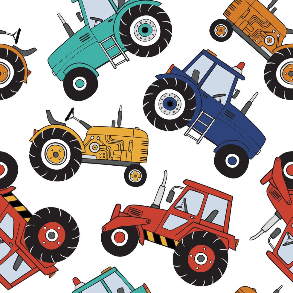 modèle vectorielle continue de tracteurs dessinés à la main vecteur