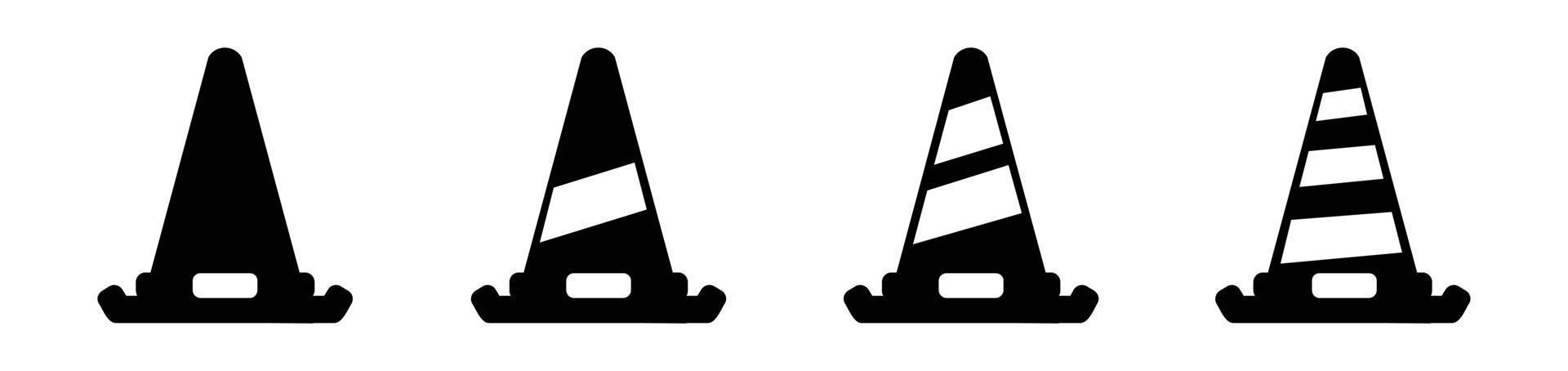 icône de cône dans un vecteur de style différent, deux icônes vectorielles de cône colorées et noires conçues, jeu d'icônes de cône de signalisation, illustration vectorielle de symbole de barrière