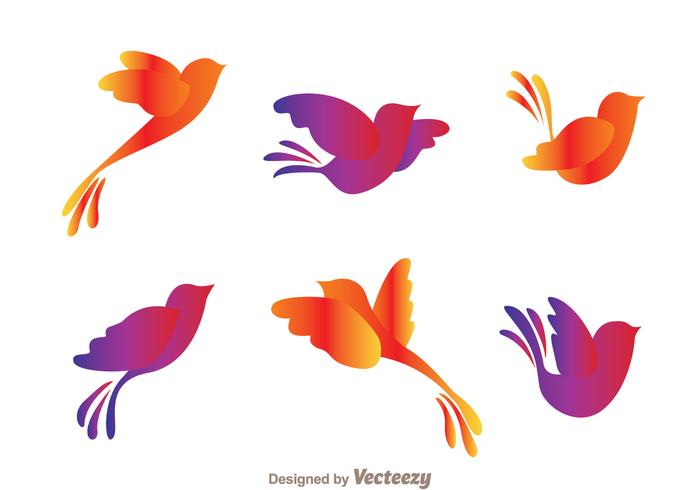 Vecteurs colorés de silhouettes d'oiseaux volants vecteur