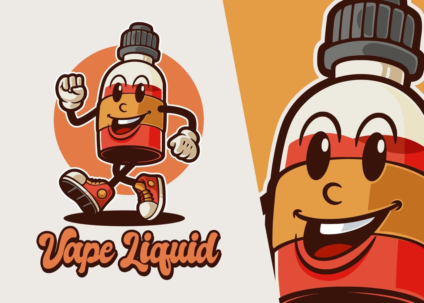 modèle de logo de mascotte vintage e-liquide vape vecteur