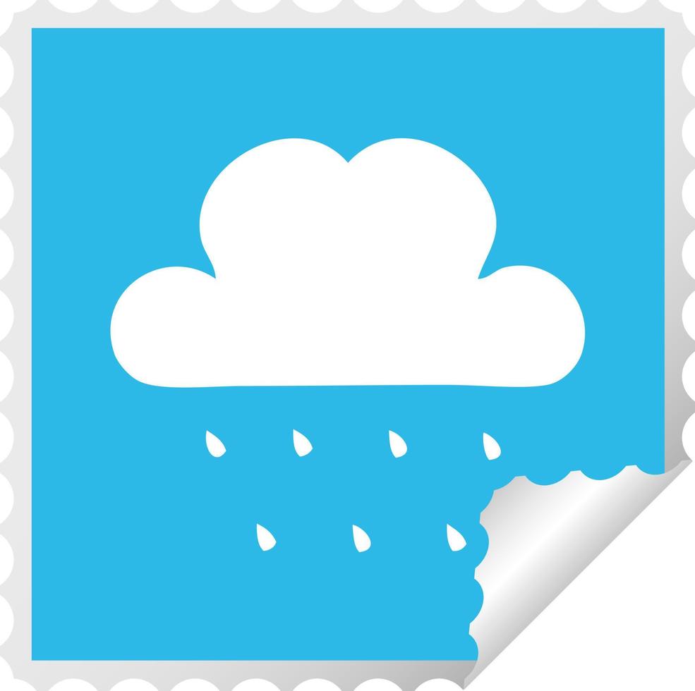 autocollant de peeling carré nuage de pluie de dessin animé vecteur