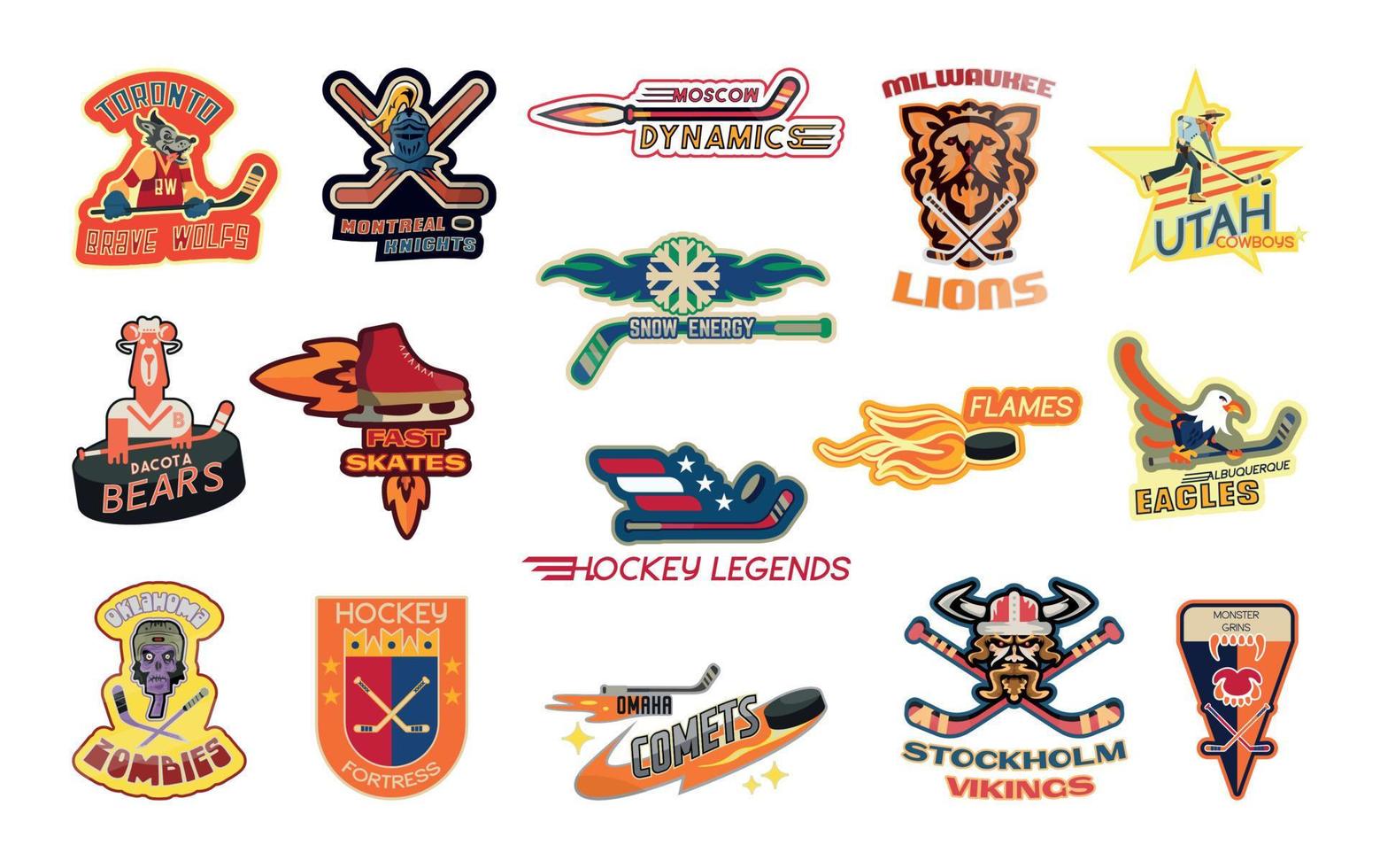 jeu de logos de hockey vecteur