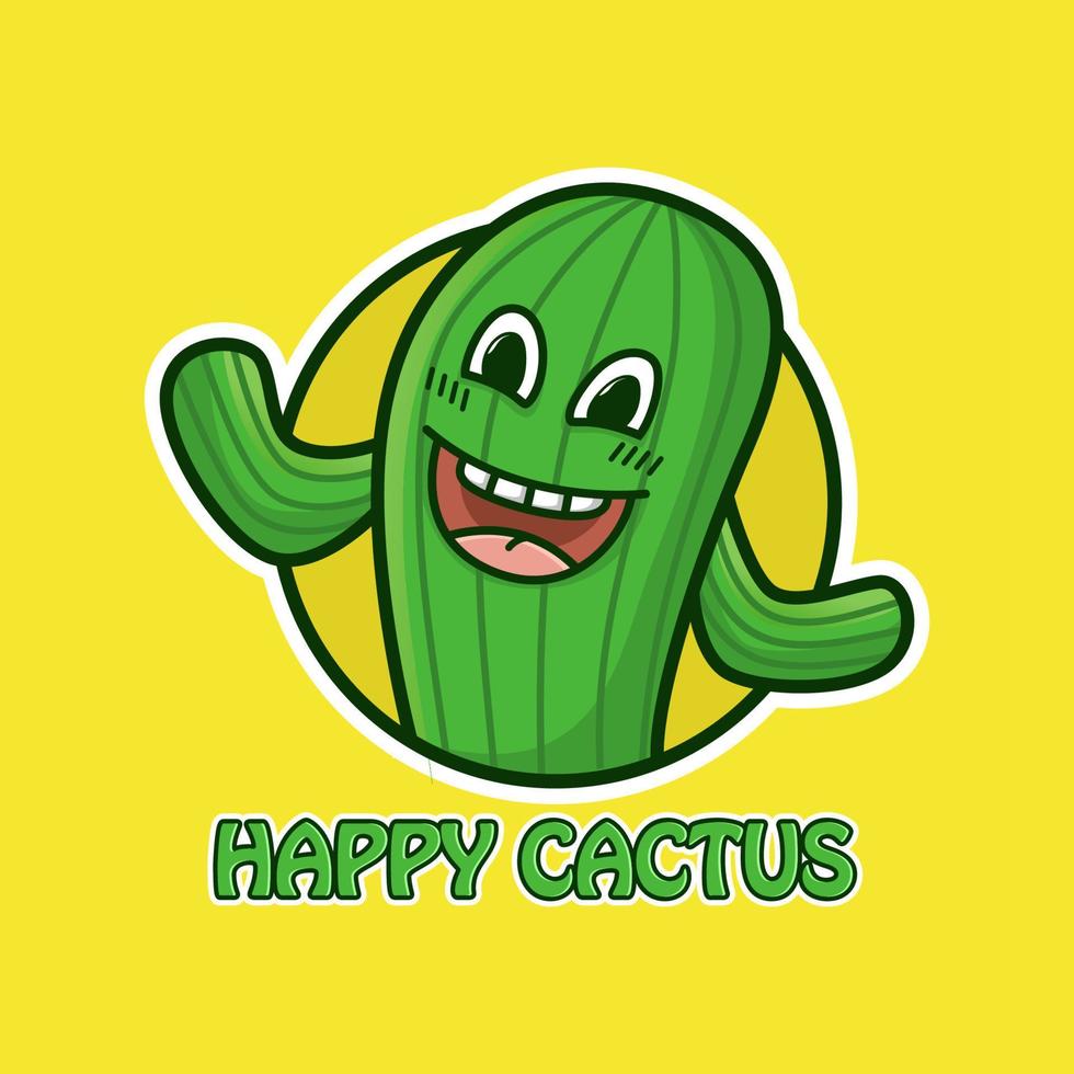 conception de vecteur de cactus de mascotte mignon, personnage de dessin animé de plante du désert, très bon pour les enfants