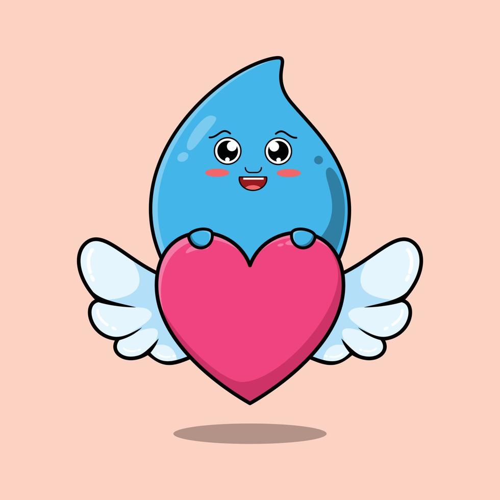 personnage de dessin animé mignon goutte d'eau cachant le coeur vecteur