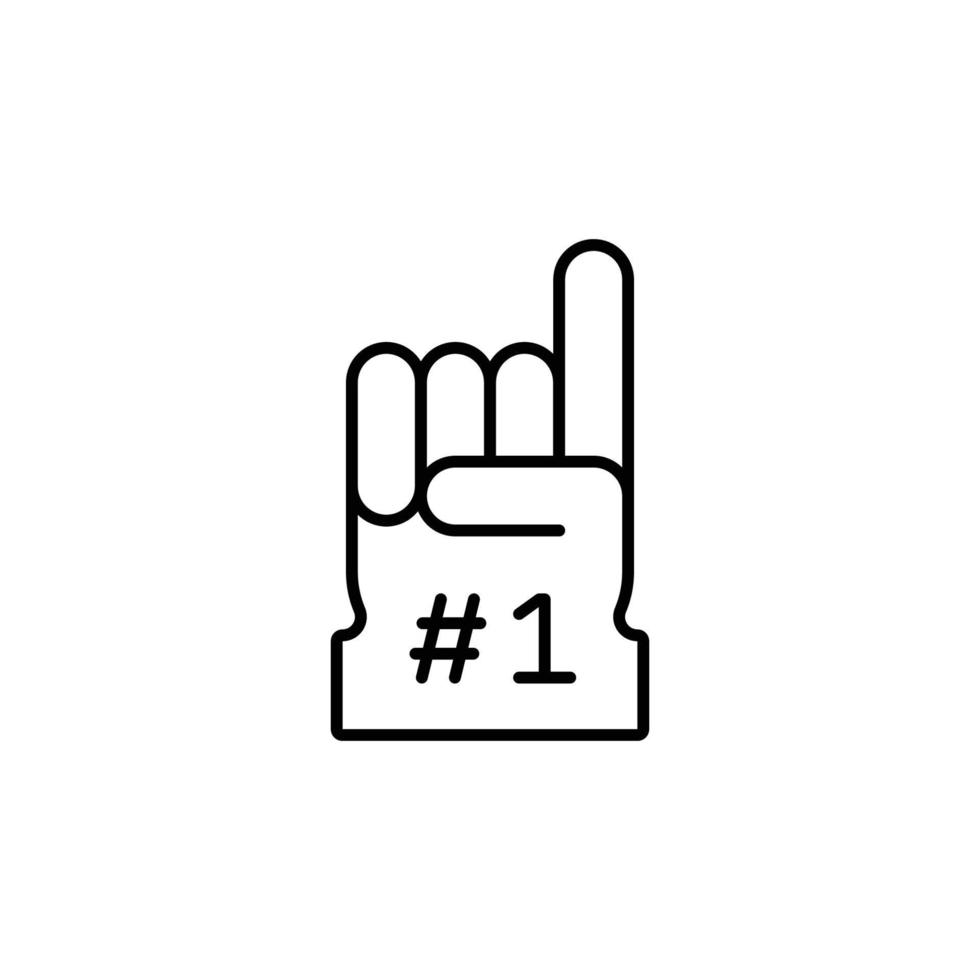 icône de gant en mousse numéro 1. style de contour simple. fan logo main avec le doigt vers le haut. illustration de vecteur de ligne mince isolée sur fond blanc. ep 10.