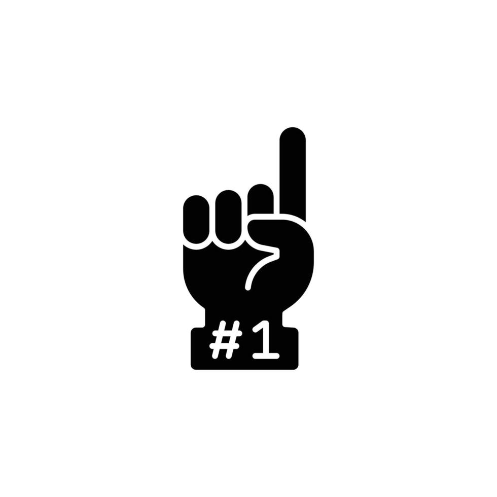 icône de gant en mousse numéro 1. style solide simple. fan logo main avec le doigt vers le haut. illustration vectorielle de glyphe isolée sur fond blanc. ep 10. vecteur