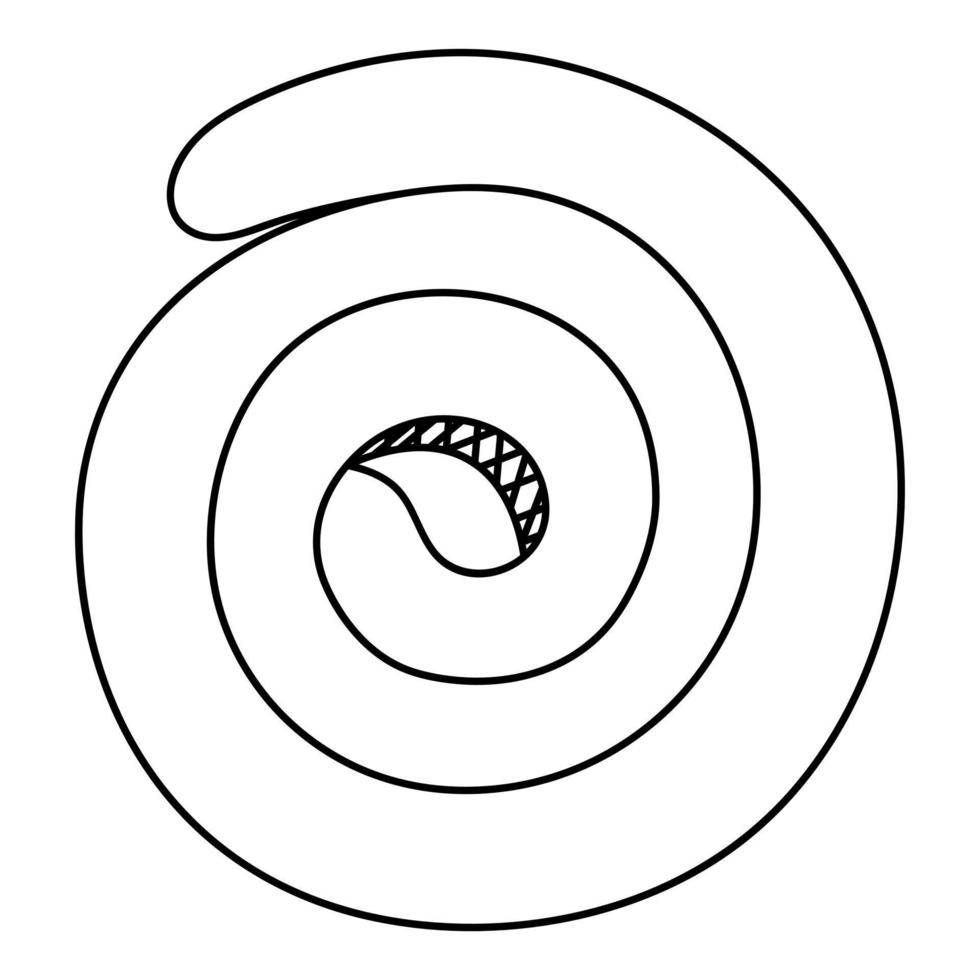 escargot saucisse. saucisse ronde pour la friture sur le gril. esquisser. illustration vectorielle. livre de coloriage pour enfants. contour sur fond isolé. style de griffonnage. idée pour la conception de sites Web. vecteur