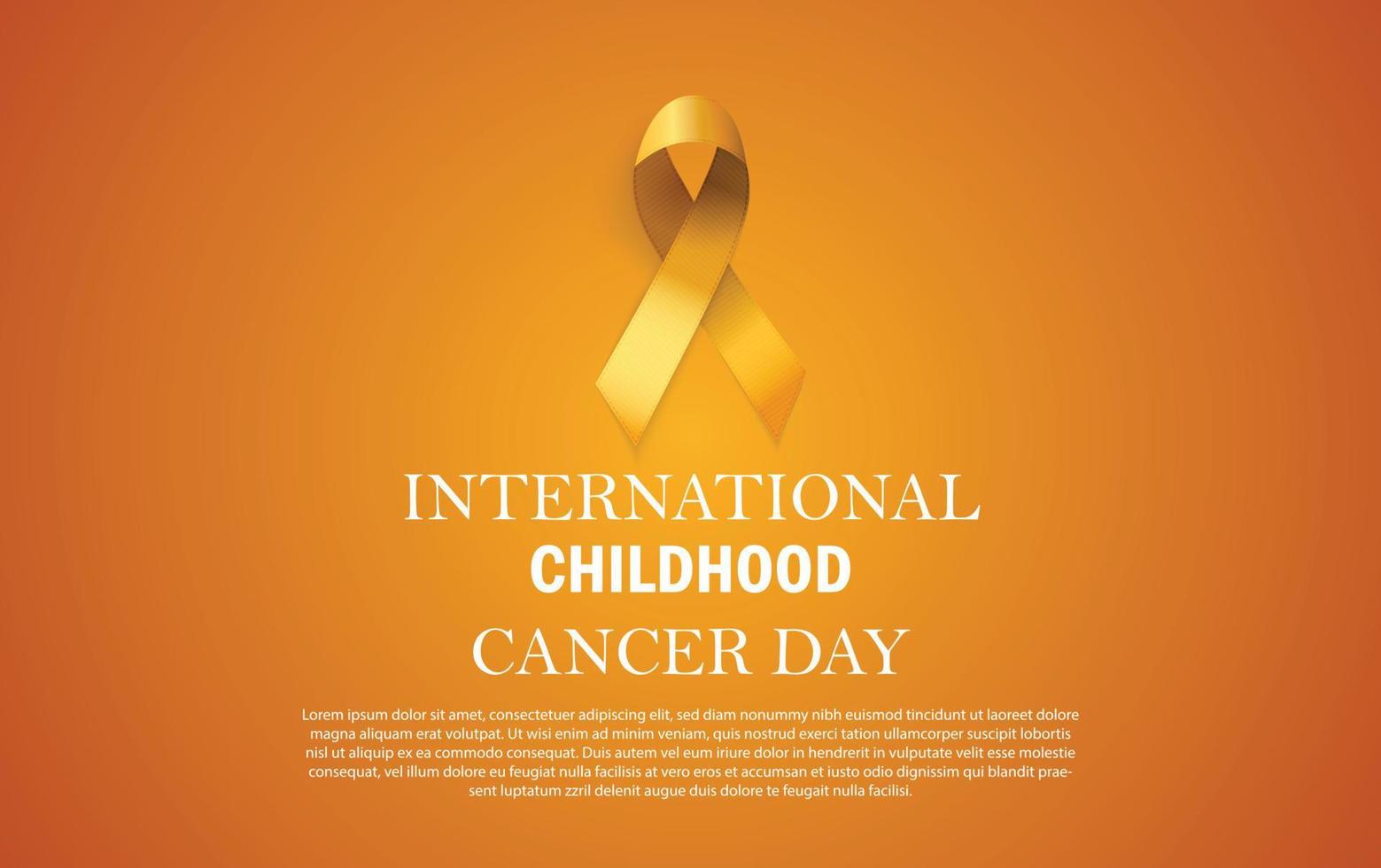 symbole international du cancer infantile, arrière-plan avec ruban d'or vecteur