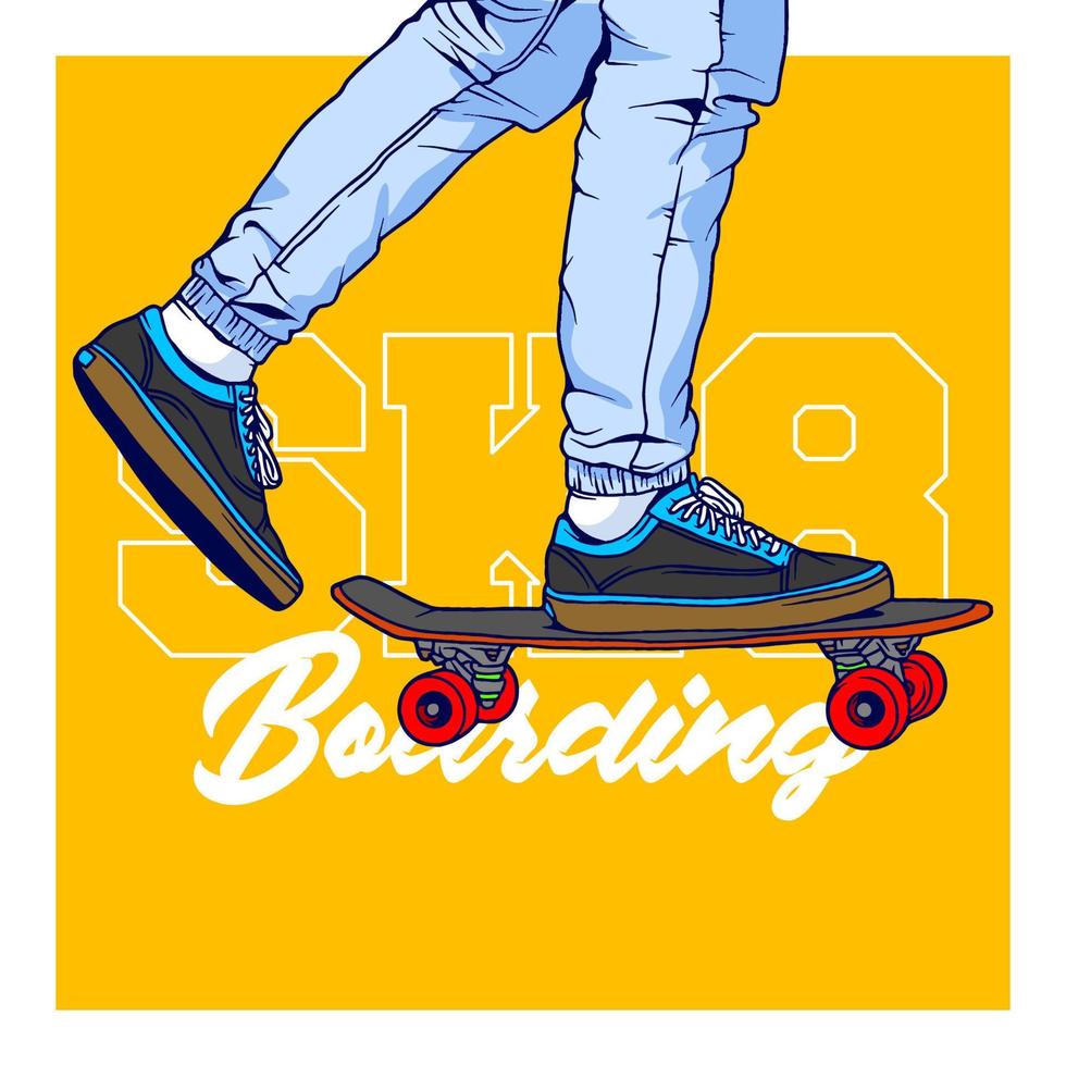 dessin au trait skateboard illustration vecteur