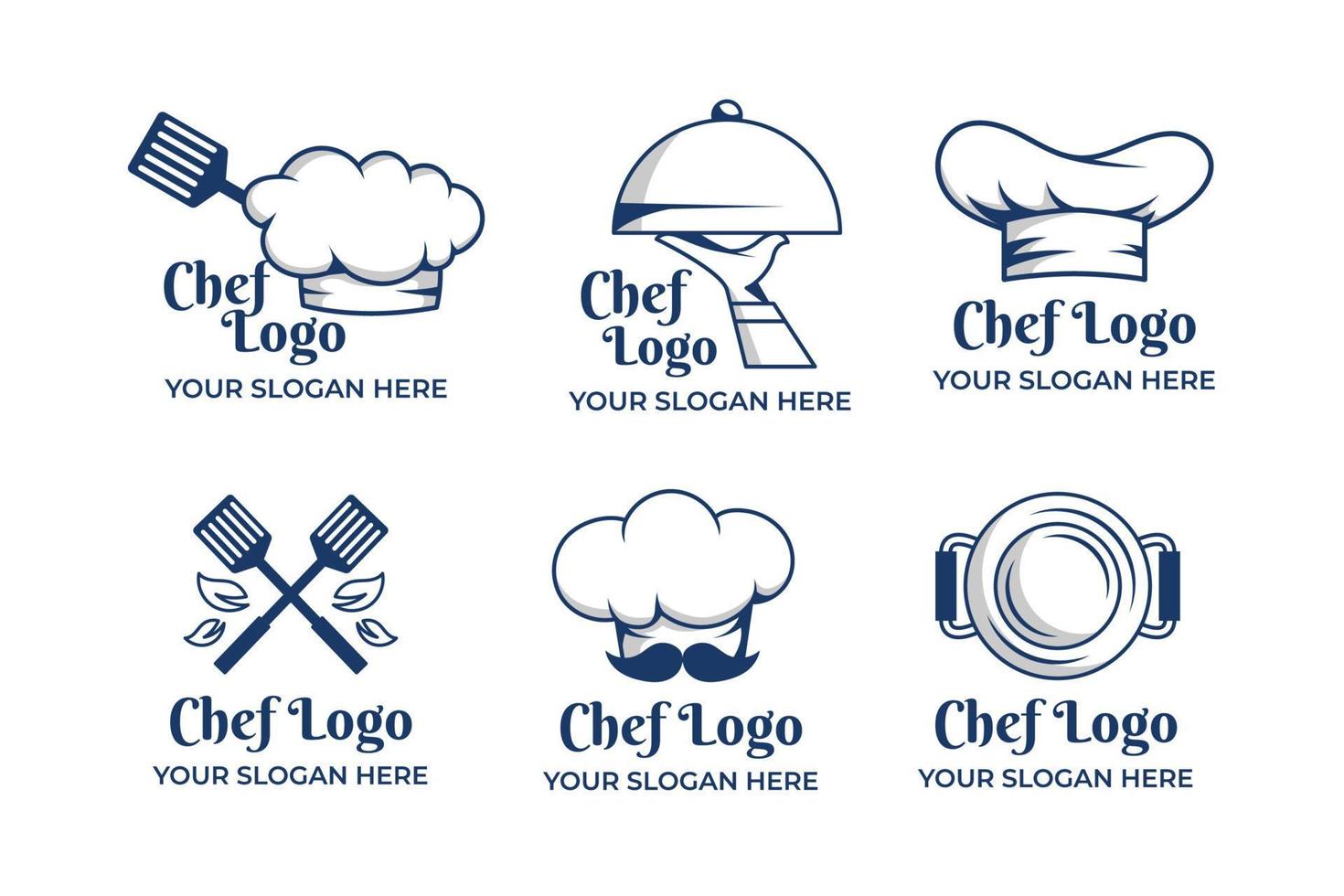 collection de logos de contour de chef vecteur