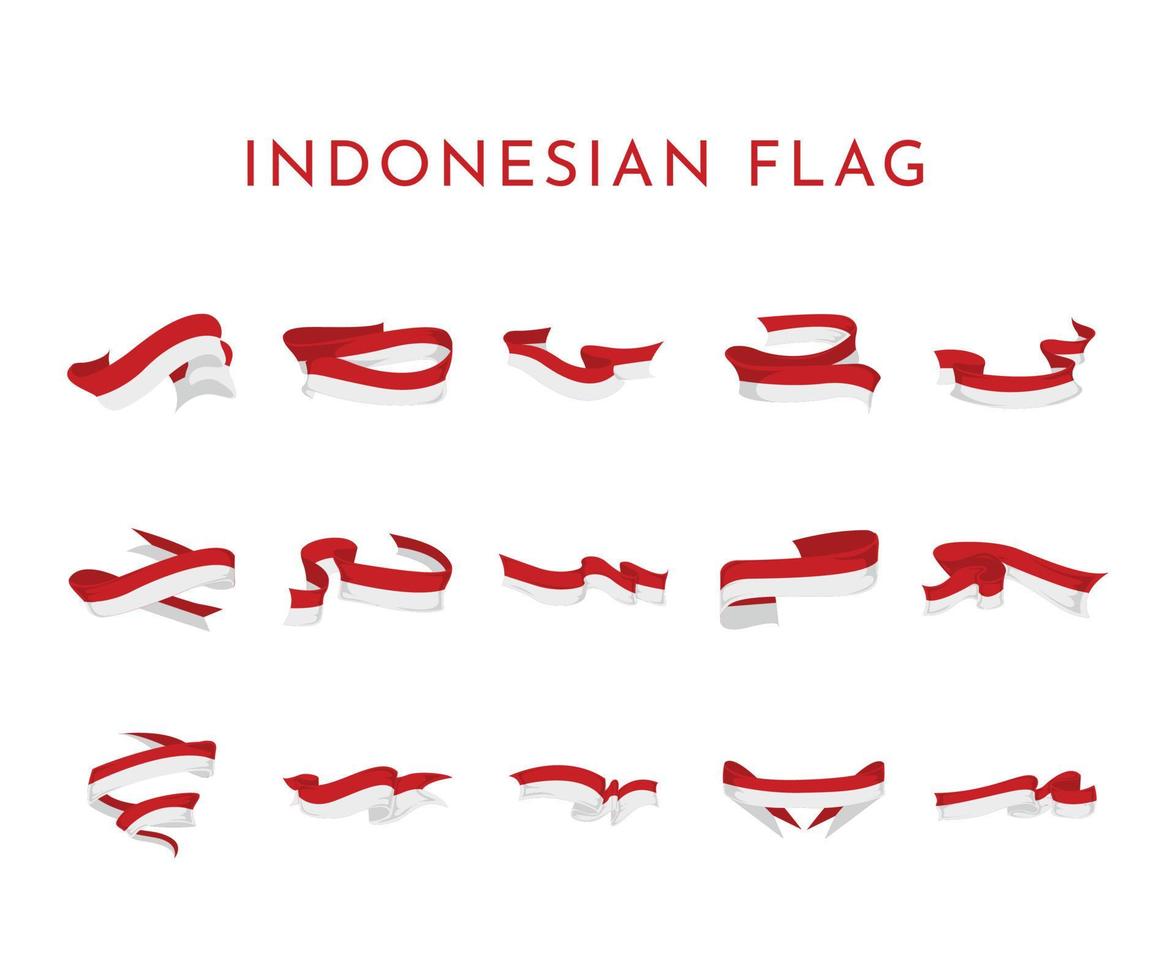 illustration vectorielle de collection de ruban drapeau indonésie rouge et blanc vecteur