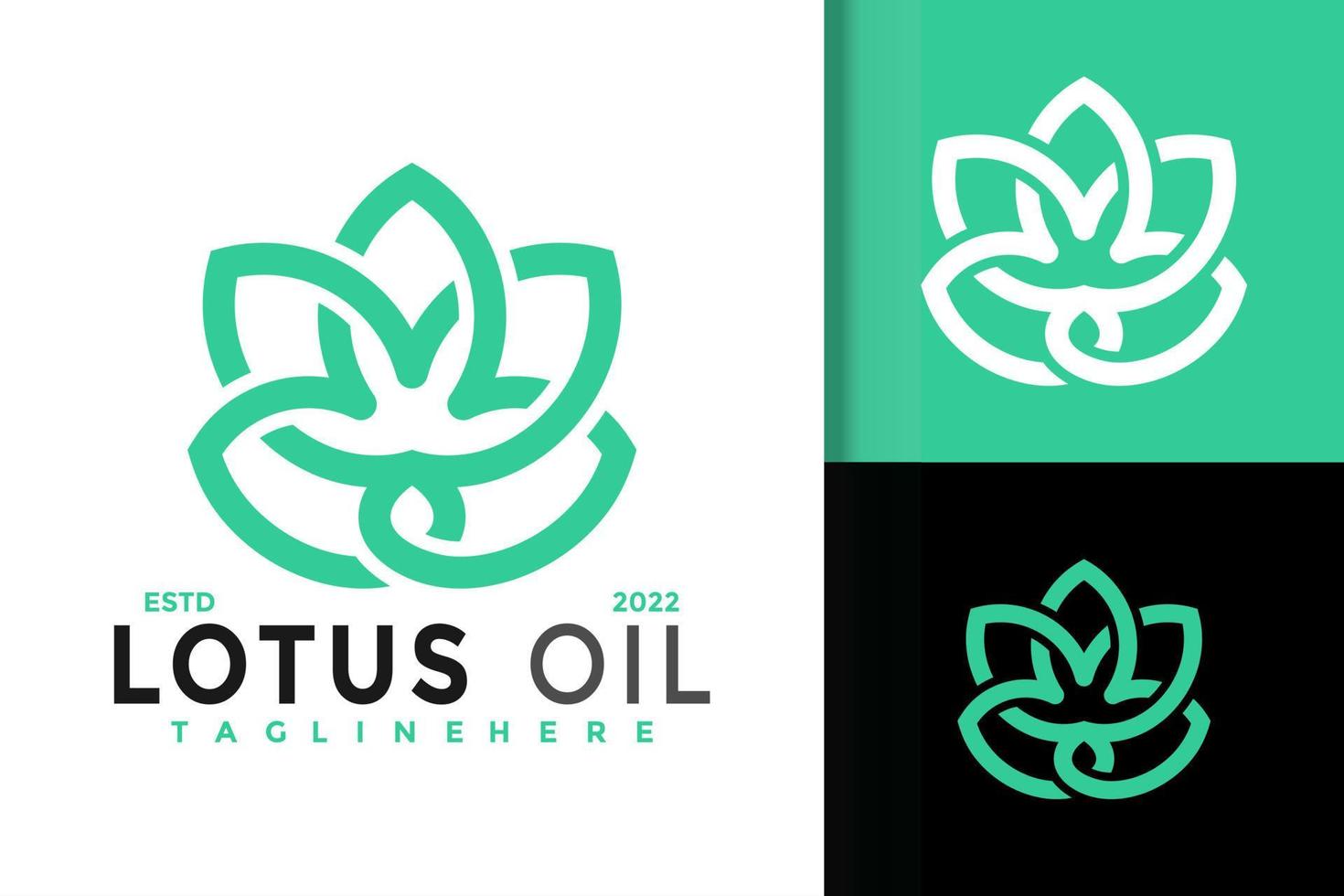 création de logo d'huile de lotus fleur, vecteur de logos d'identité de marque, logo moderne, modèle d'illustration vectorielle de dessins de logo