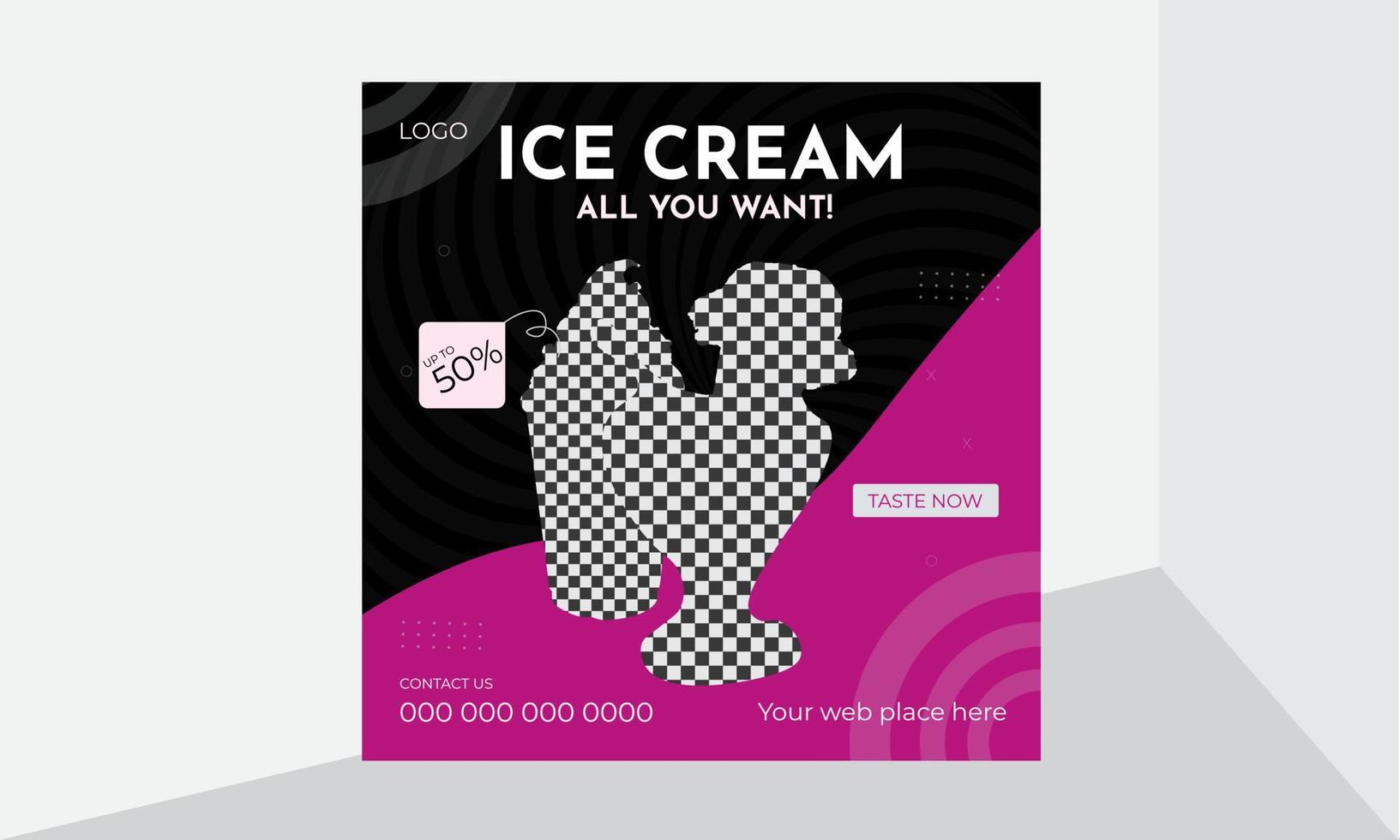 modèle d'affiche et de bannière de médias sociaux de crème glacée spéciale et délicieuse vecteur