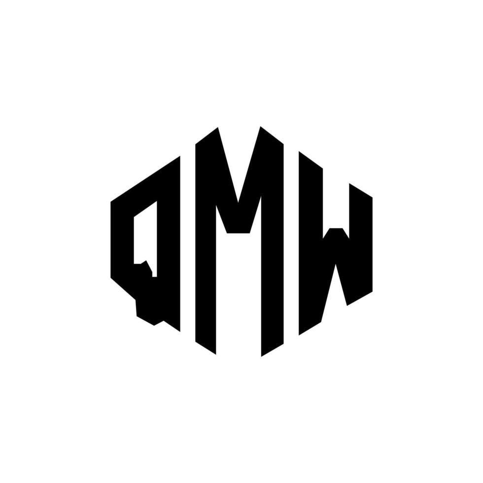 création de logo de lettre qmw avec forme de polygone. création de logo en forme de polygone et de cube qmw. modèle de logo vectoriel qmw hexagone couleurs blanches et noires. monogramme qmw, logo d'entreprise et immobilier.