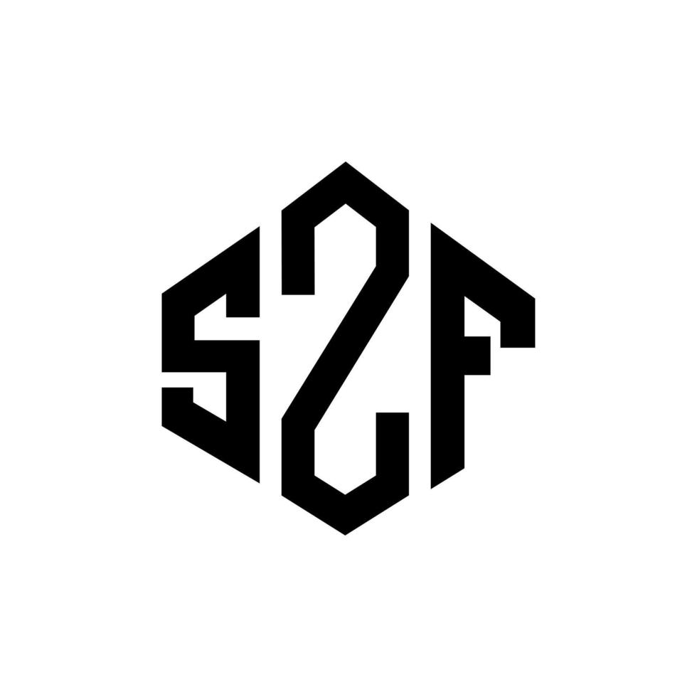 création de logo de lettre szf avec forme de polygone. création de logo en forme de polygone et de cube szf. modèle de logo vectoriel hexagone szf couleurs blanches et noires. monogramme szf, logo d'entreprise et immobilier.