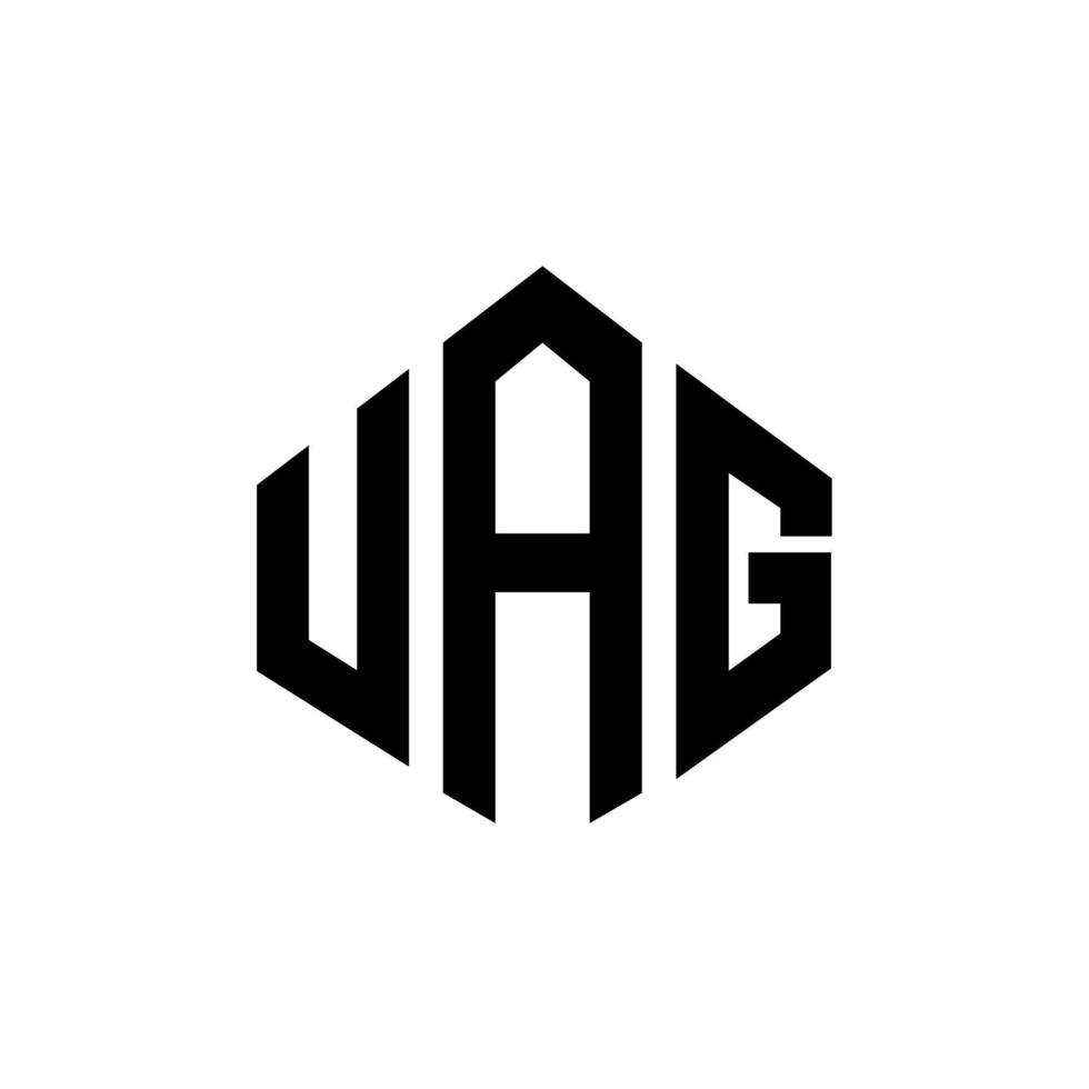 création de logo de lettre uag avec forme de polygone. création de logo en forme de polygone et de cube uag. modèle de logo vectoriel uag hexagone couleurs blanches et noires. monogramme uag, logo d'entreprise et immobilier.