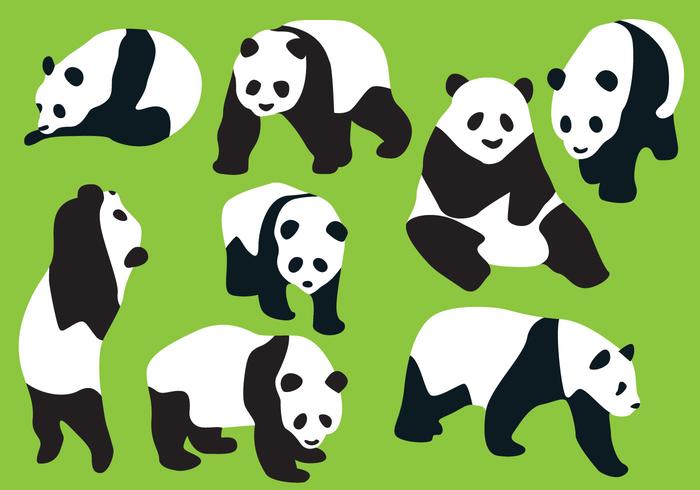 Panda bear silhouette vectors
