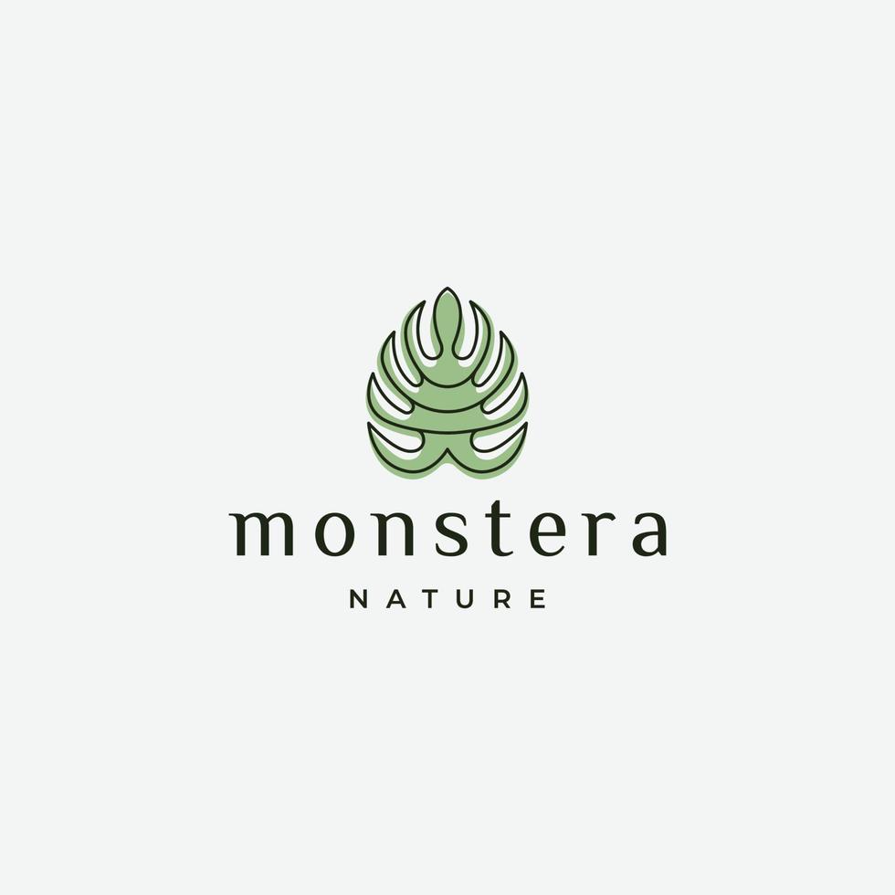 monstera feuille nature logo icône modèle de conception illustration vectorielle plane vecteur