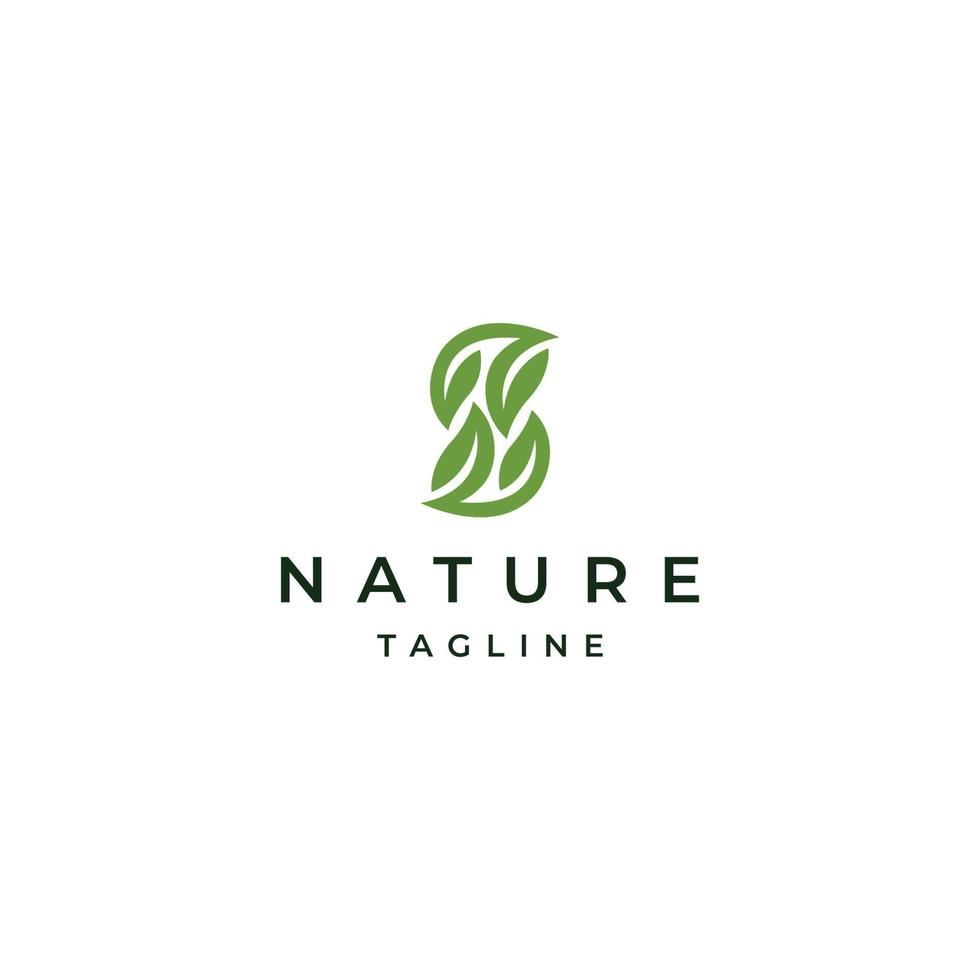 lettre s feuille nature logo icône modèle de conception illustration vectorielle plate vecteur