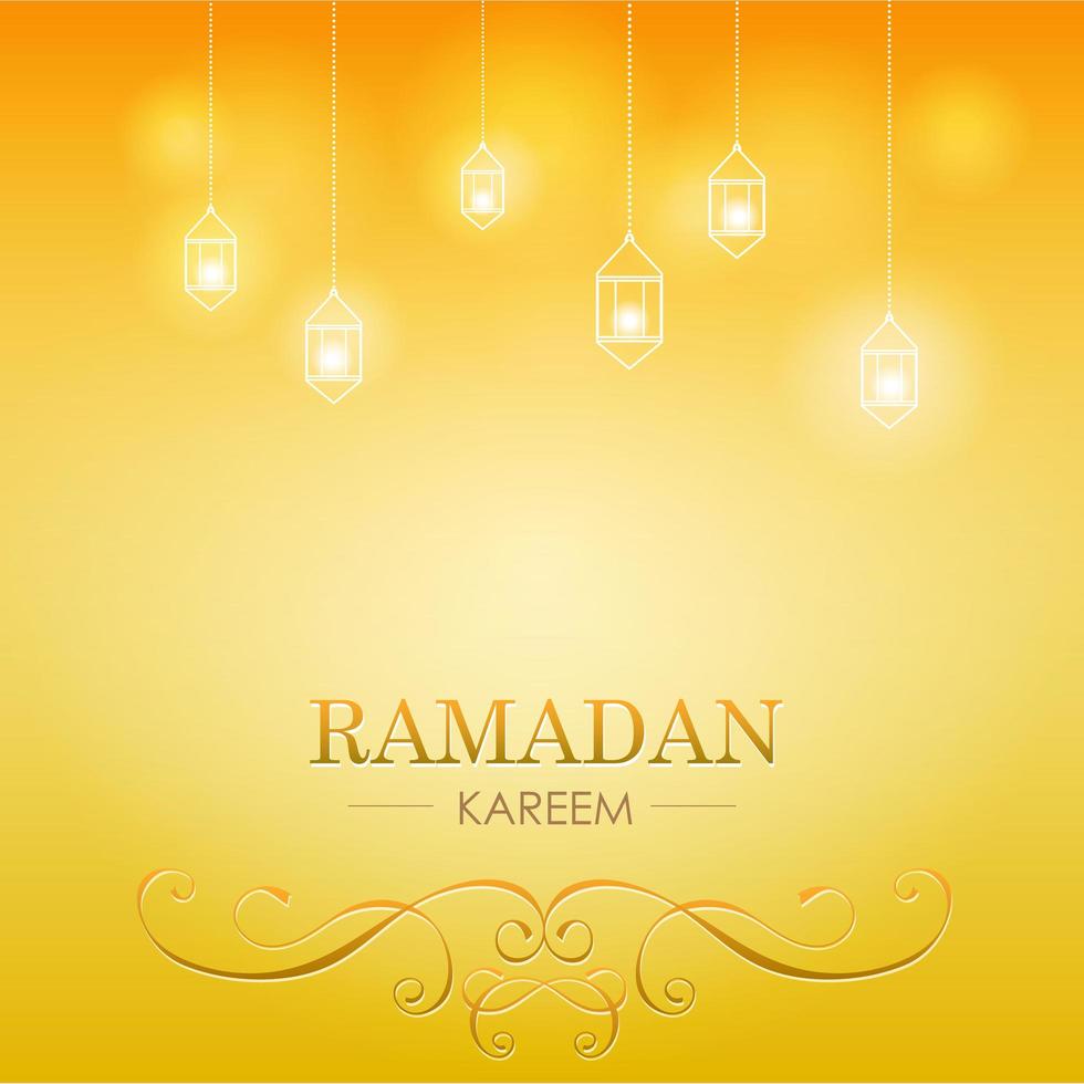carte de dégradé de lanterne rougeoyante ramadan kareem vecteur