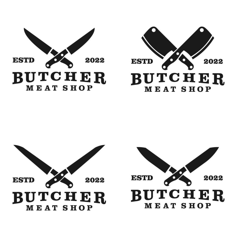 logo de couteau de boucher dans un style vintage vecteur