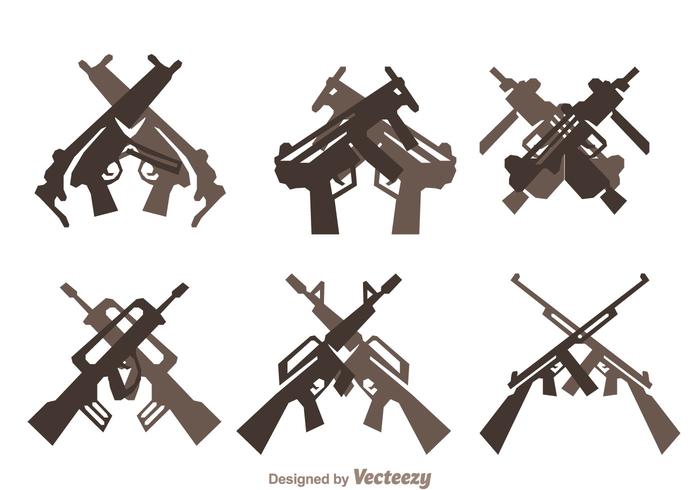 Ensemble d'icônes de fusils croisés vecteur