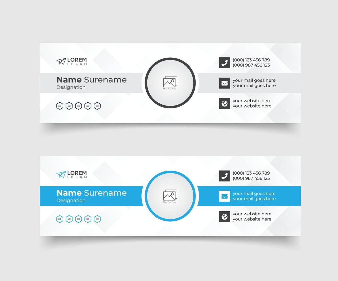 conception de signature d'e-mail minimaliste ou pied de page d'e-mail et modèle de vecteur de couverture de médias sociaux créatifs téléchargement gratuit