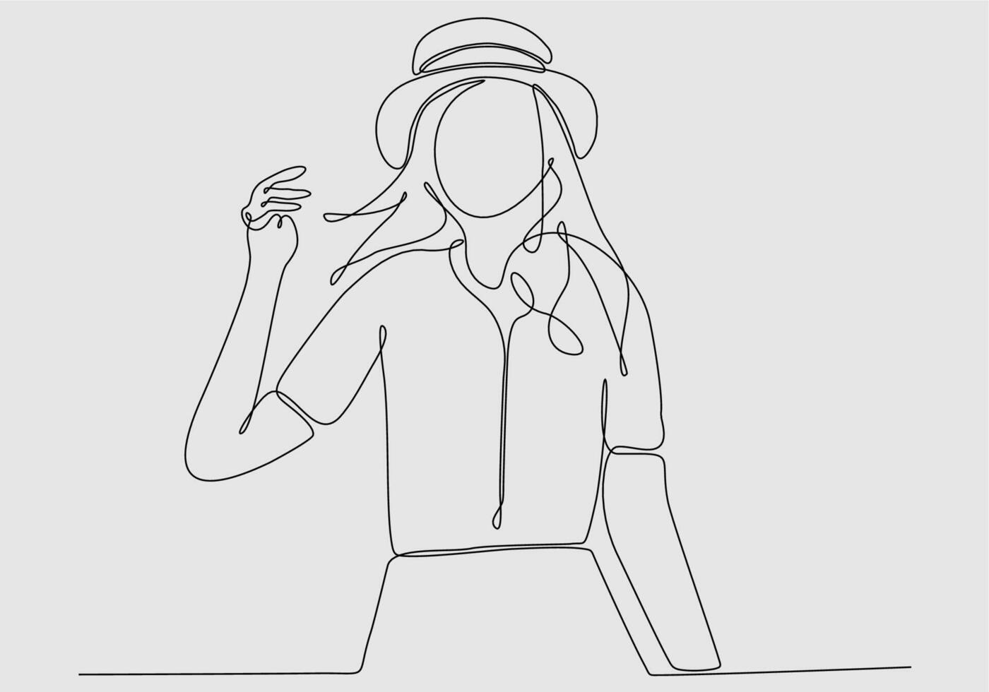 ligne continue de femme en illustration vectorielle de chapeau vecteur