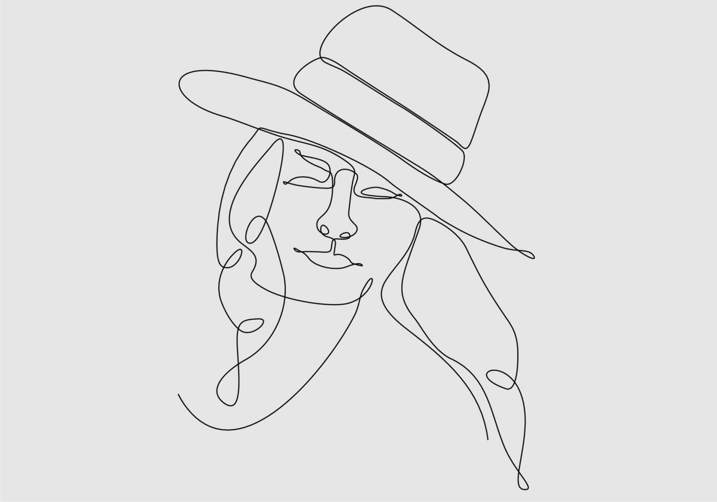 ligne continue de femme en illustration vectorielle de chapeau vecteur