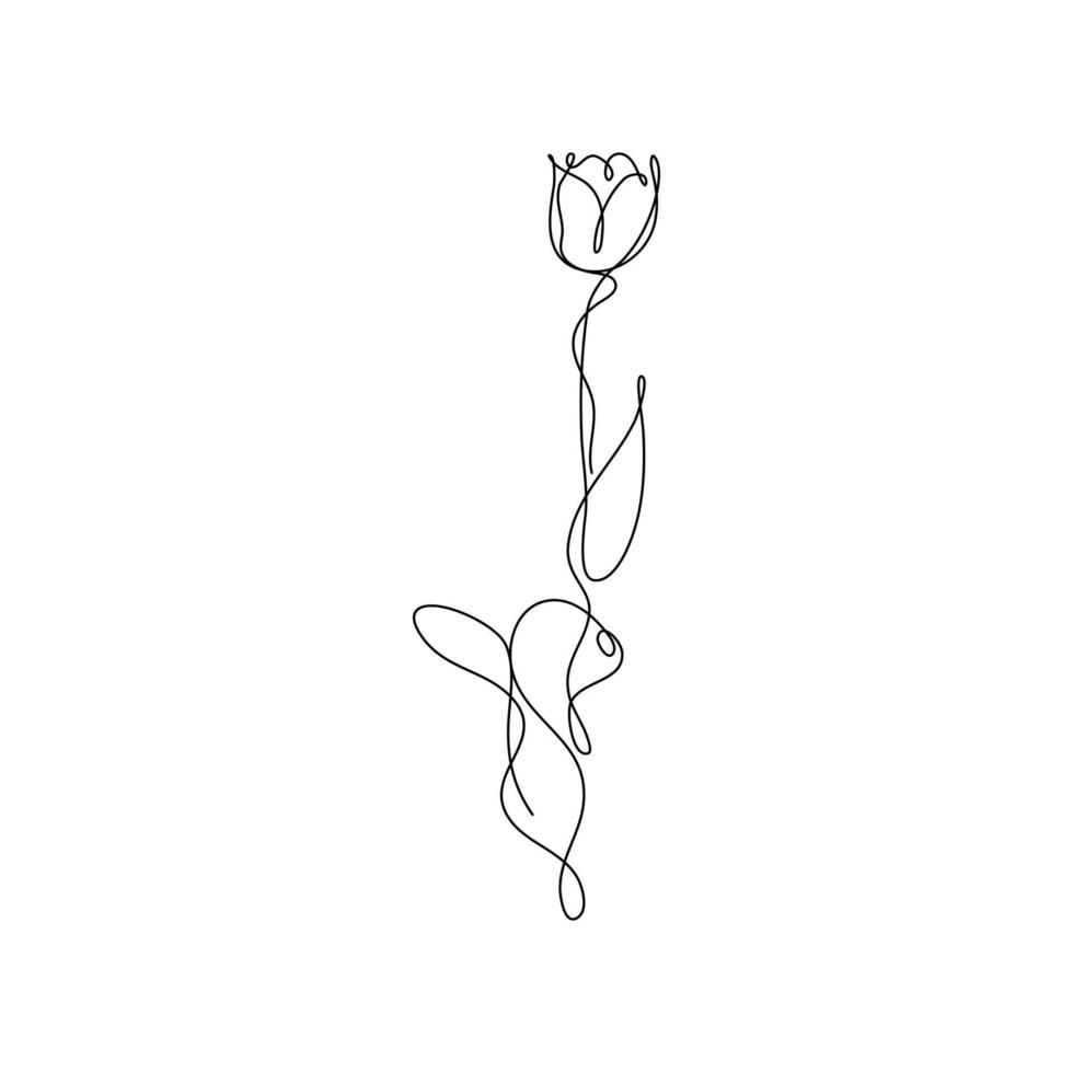 fleur abstraite tulipe dessin au trait continu art singulier esthétique simple parfait pour impression, décoration murale, coque de téléphone, chemise, autocollant, oreiller, acrylique, bordure, papier peint, mariage vecteur