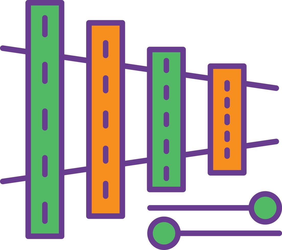 ligne de xylophone remplie de deux couleurs vecteur