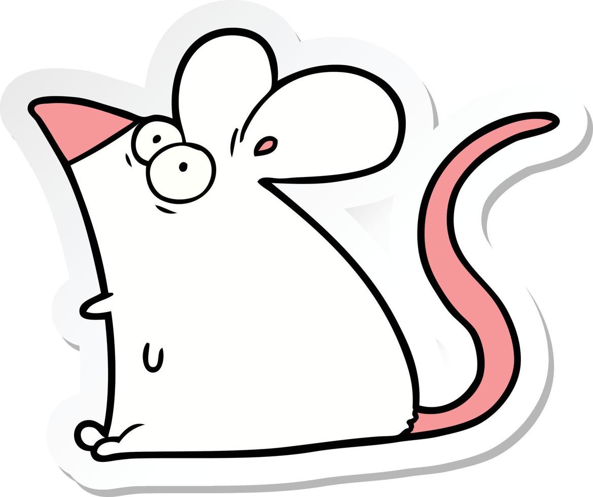 autocollant d'une souris effrayée de dessin animé vecteur