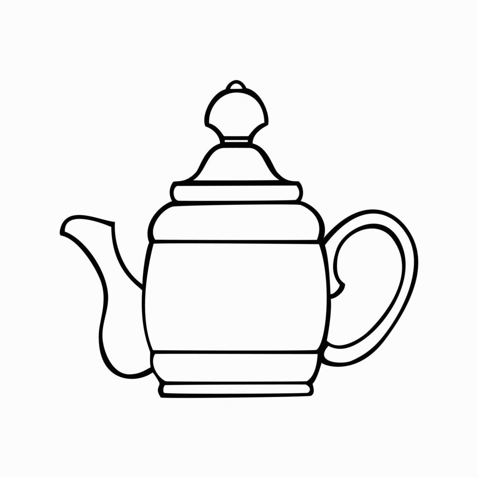 théière décorative en relief pour infuser du thé, illustration vectorielle monochrome sur fond blanc vecteur