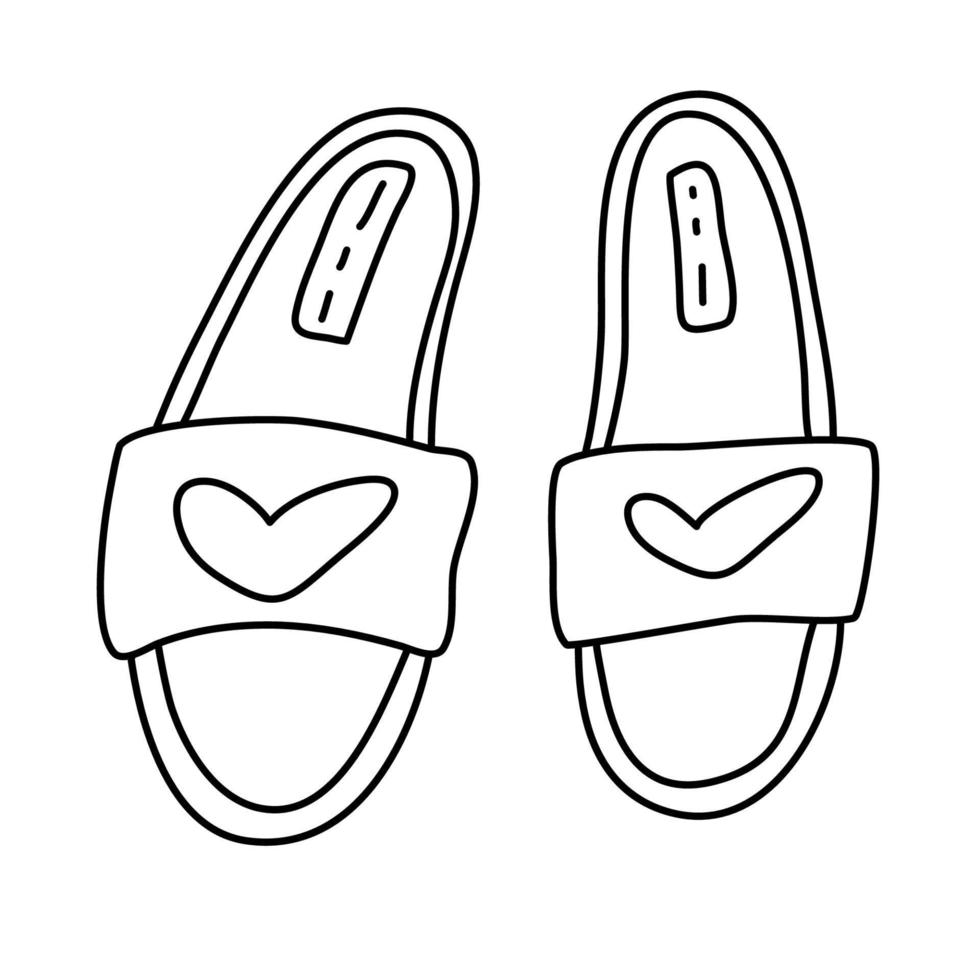 jolis chaussons. chaussures d'été. chaussures de maison. illustration vectorielle de griffonnage. vecteur