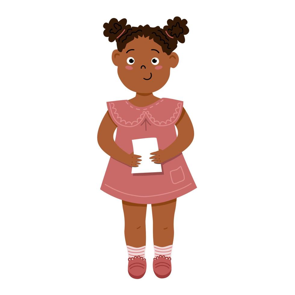 mignon personnage de fille afro-américaine. illustration de dessin animé de vecteur. vecteur