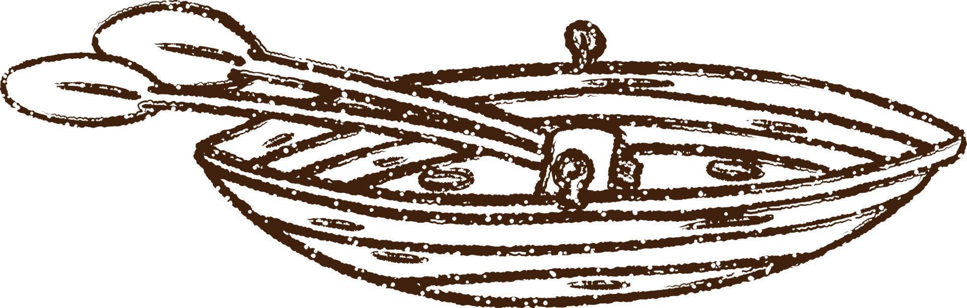 dessin au fusain d'un bateau à rames vecteur