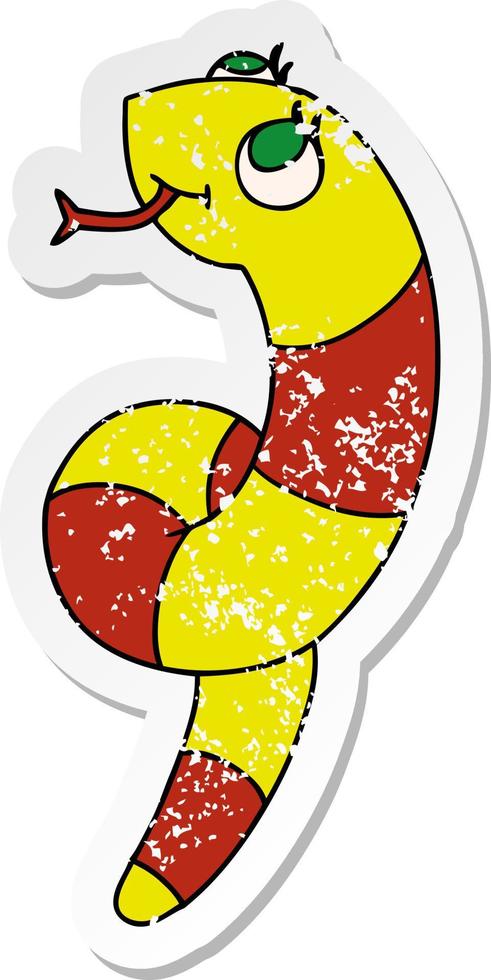 autocollant kawaii dessin animé en détresse d'un serpent mignon vecteur