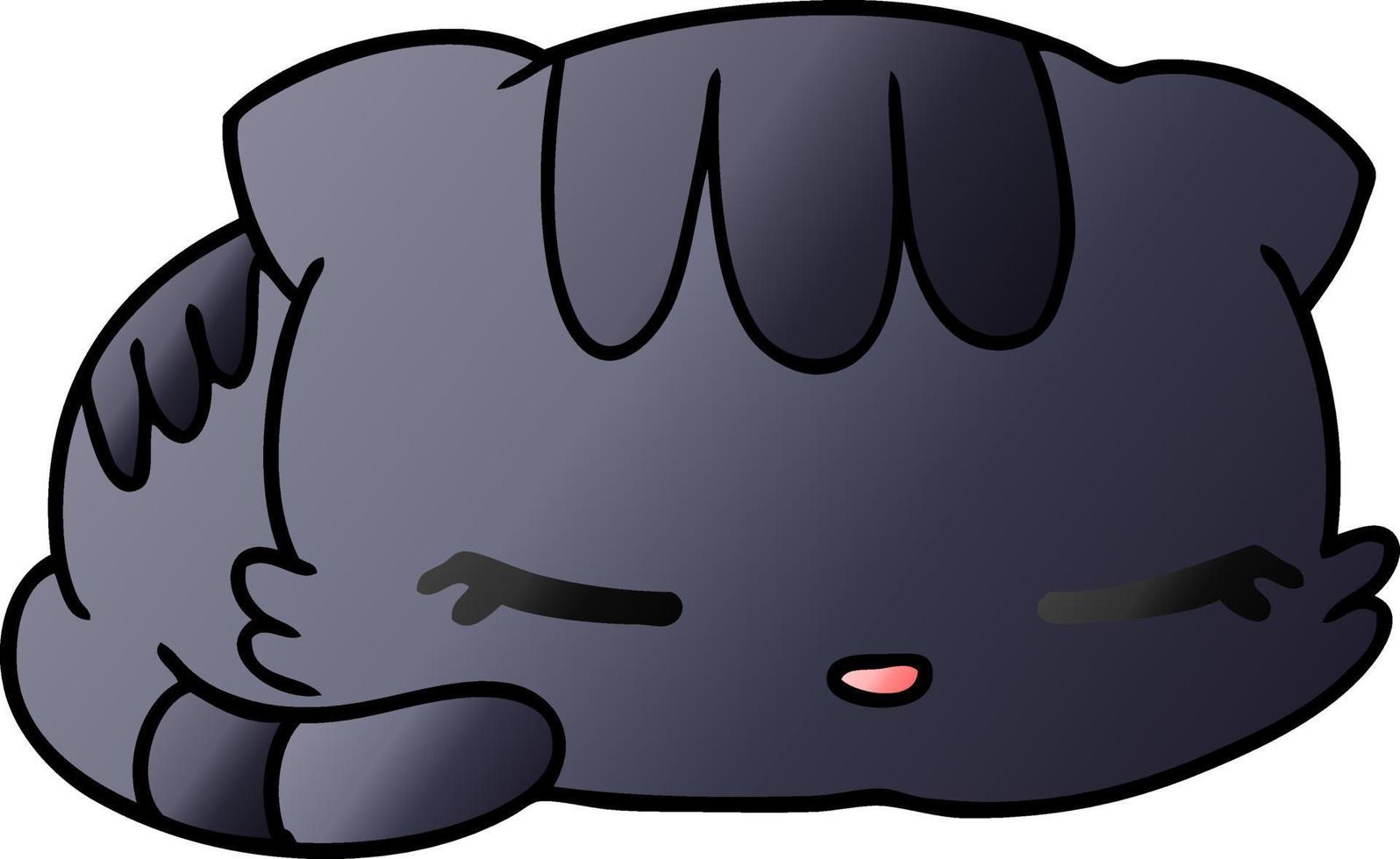 chaton endormi mignon kawaii dessin animé dégradé vecteur