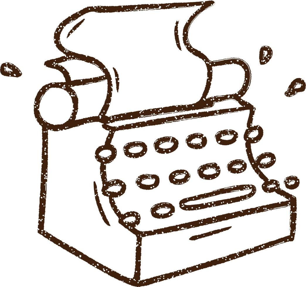dessin au fusain à la machine à écrire vecteur